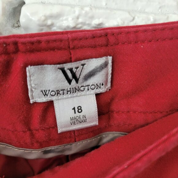 Worthington Womens Skirt 18 Plus Pencil Straight Rust Red Slash Pockets RED25E - Picture 10 of 11
